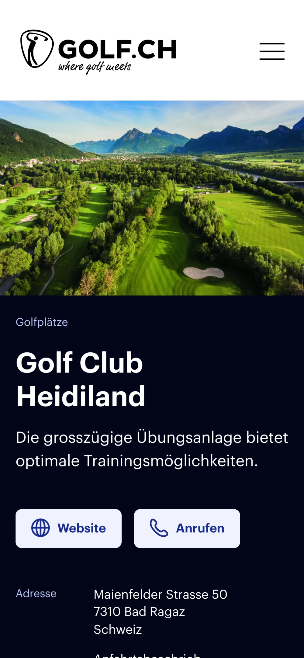 Golfplatzübersicht von Golf.ch
