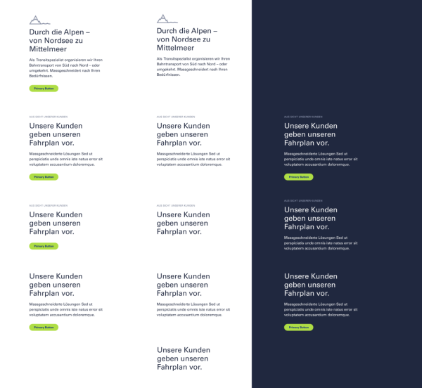 Designsystem der Website BLS Cargo