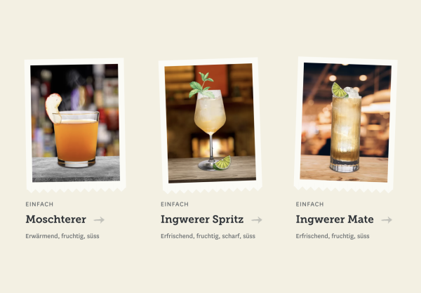 Rezepteübersicht der Website Ingwerer.ch