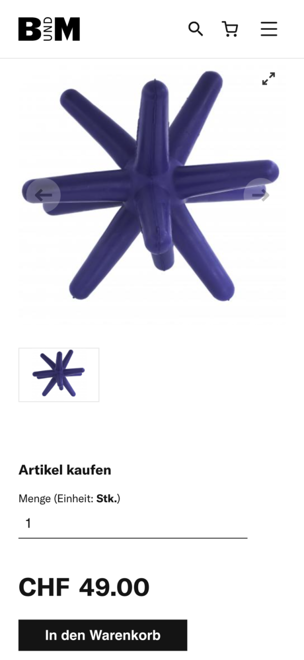 Produktdetailseite des Webshops von B+M
