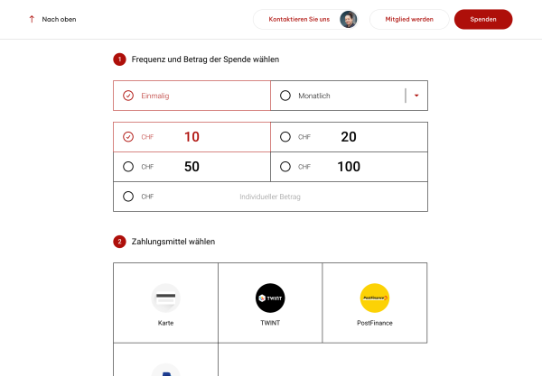 Webform Bestellformular der Website SRK Bern
