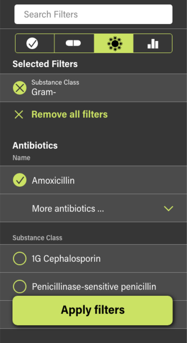 Mobile Filter Ansicht von Infect