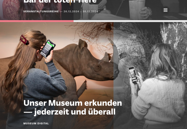 Screenshots eines Teaser auf der Website des Naturhistorischen Museum Bern